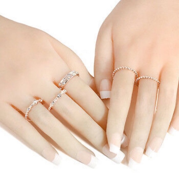 5 Rose Gold Tone Stackable Rings - Picture 2 of 4